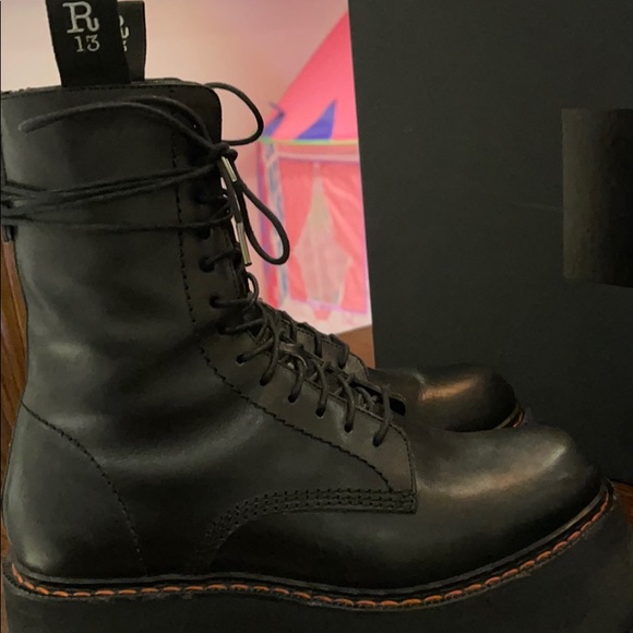 R13 X Double Stack Platform Black Leather Boot - Picture 4 of 8